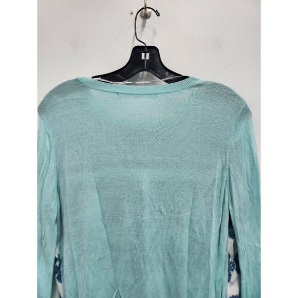 41 Hawthon Stitch Fix Womens Sweater Medium Light Blue Paisley Pullover Preppy - Picture 8 of 8